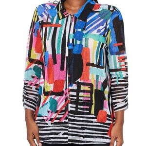 Ali Miles Multicolor Abstract Jacket, from smoke free, pet free home.